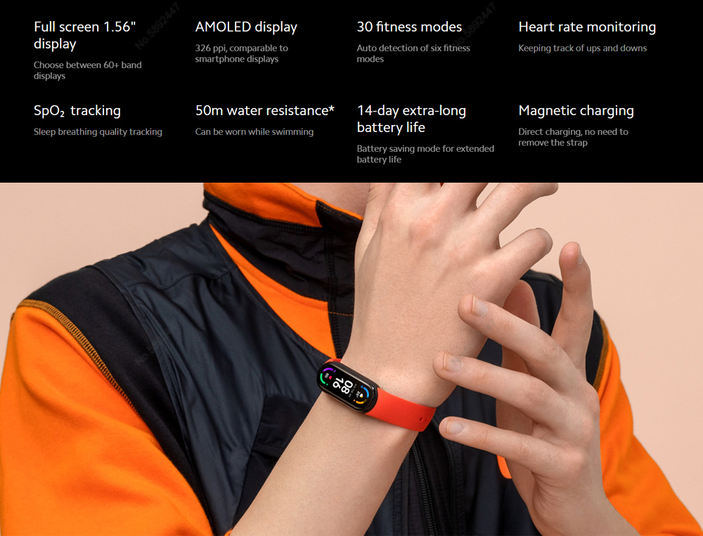  Xiaomi  Band 6 Global Version Smart Heart Rate Fitness Waterproof