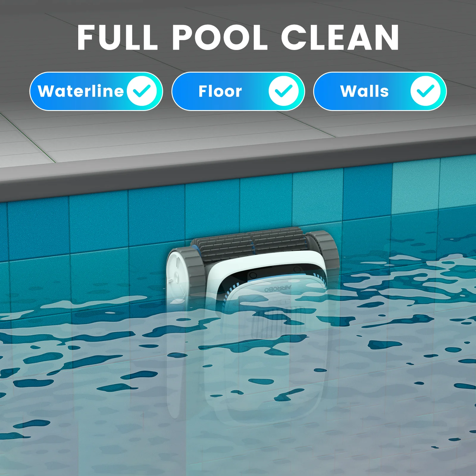 AIRROBO PC10 Cordless Robotic Pool Cleaner - Intelligent Wall Climbing Underwater Vacuum for Swimming Pools