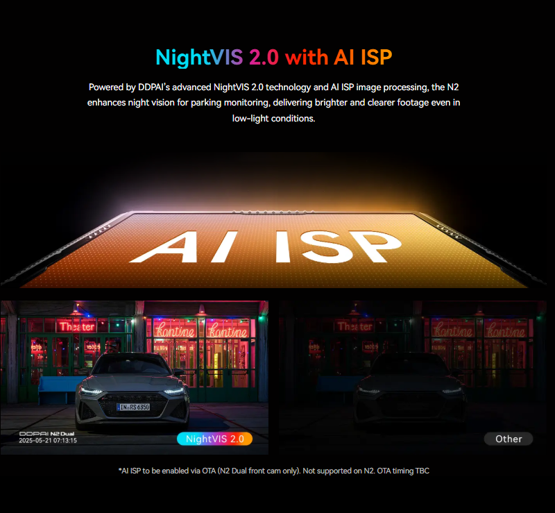 DDPAI N2 Dual: 2K Front & Rear Dash Cam with Night Vision, Wireless Connectivity & Parking Surveillance