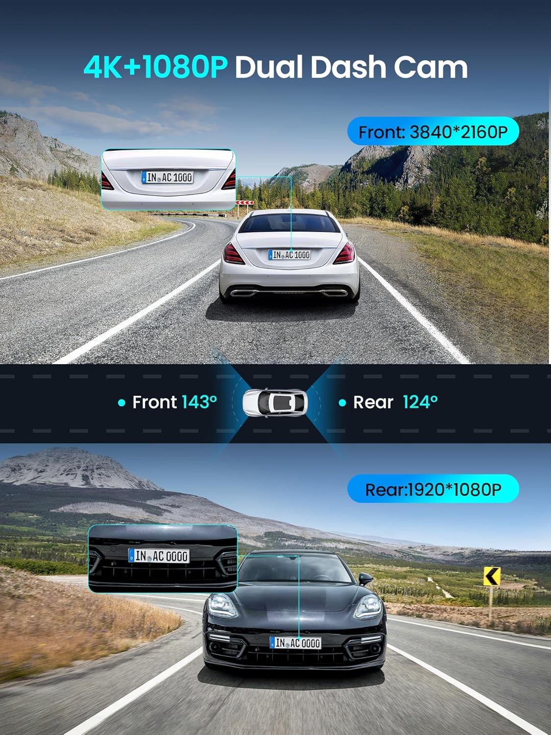 DDPAI Z50 Pro Front & Rear with GPS with Hardwire Kit