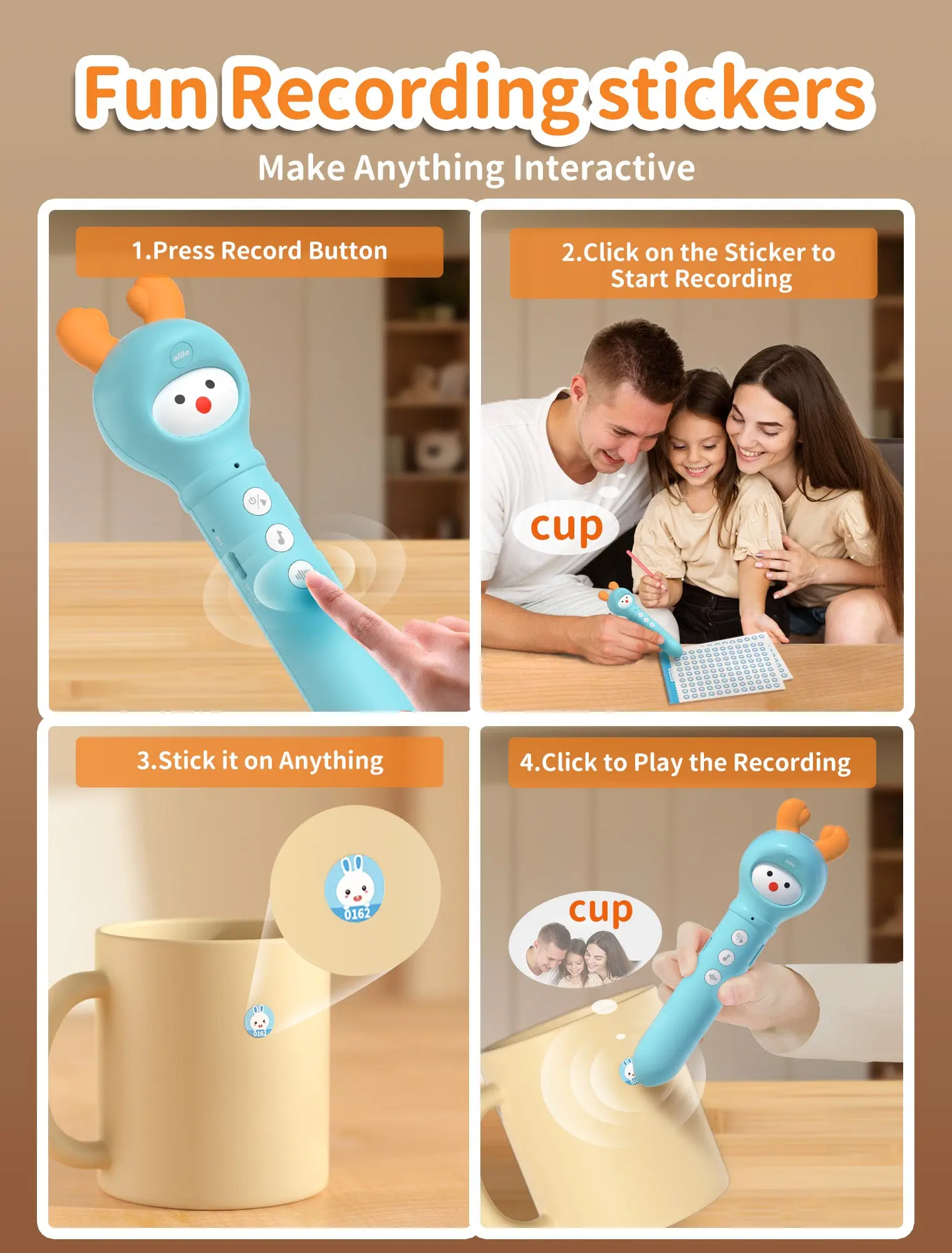 ALILO D3C - Portable Interactive Learning Pen | Multisensory Early Education Toy for Kids (0-6 Years) with 100+ Activities & Audio Enrichment
