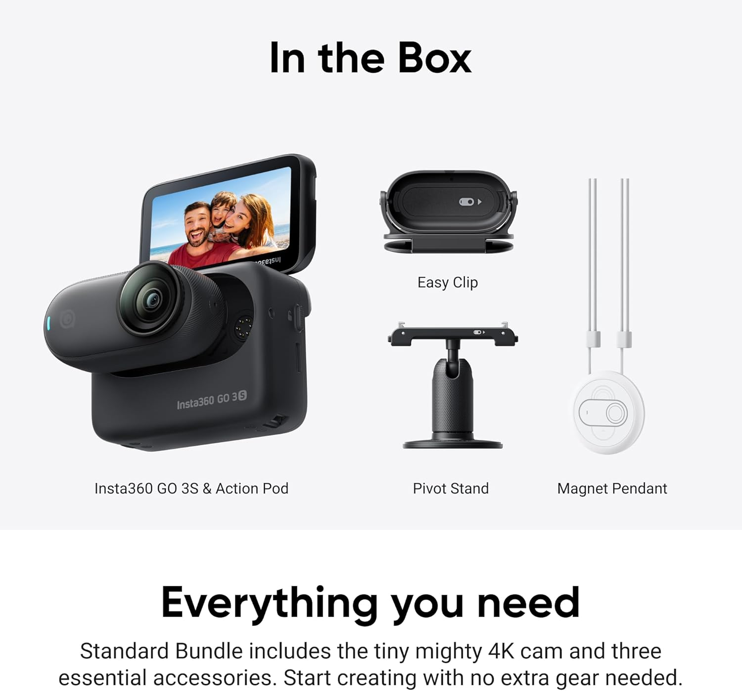 Insta360 GO 3S: Tiny 4K First-Person Camera with AI Editing, 10m Waterproof & Magnetic Mount | Wearable Vlogging Redefined