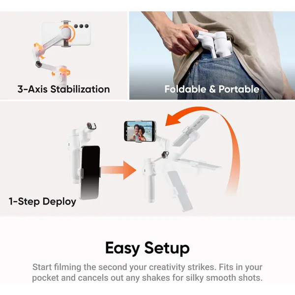 Insta360 Flow 2: AI-Powered Vlog Companion with Dynamic Zoom Tracking & 3-Axis Stability
