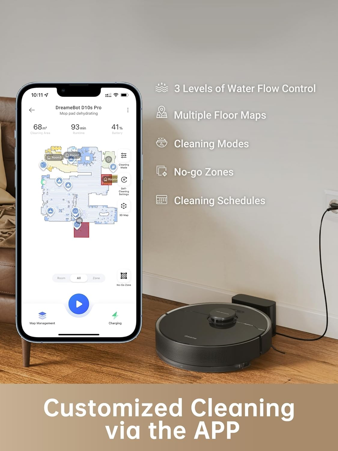Dreametech D10s Pro: AI-Powered Robot Vacuum with Self-Emptying Station, Intelligent Path Planning & Obstacle Avoidance for Whole Home Cleaning