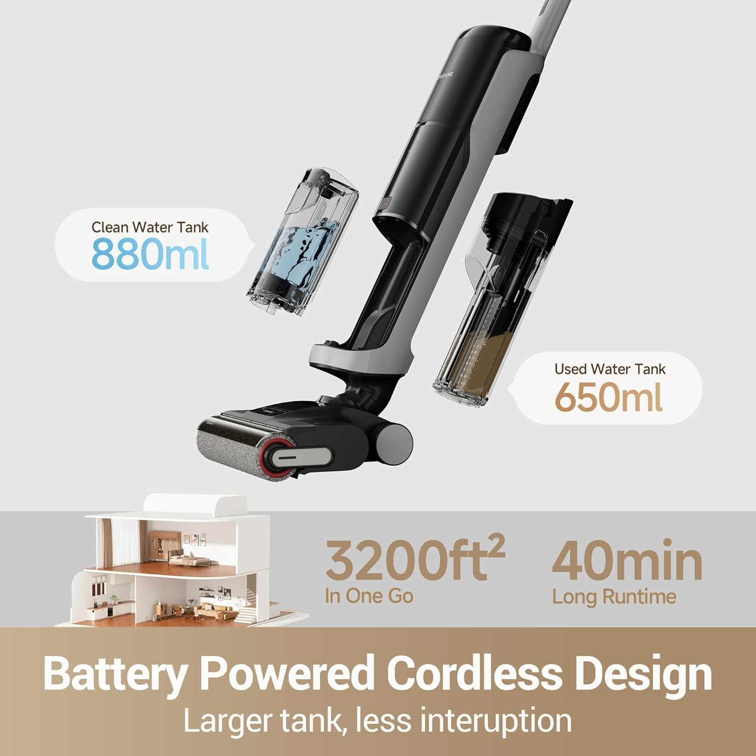 Dreame H14 Pro: Cordless Wet Dry Vacuum with MistLock Dust Control & Self-Cleaning Station for Whole Home Deep Cleaning