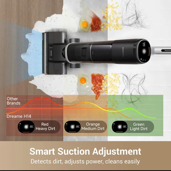 Dreame H14: Cordless Wet/Dry Vacuum with 180° Flat Design, Hot Water Self-Cleaning & App Control for Edge-to-Edge Cleaning