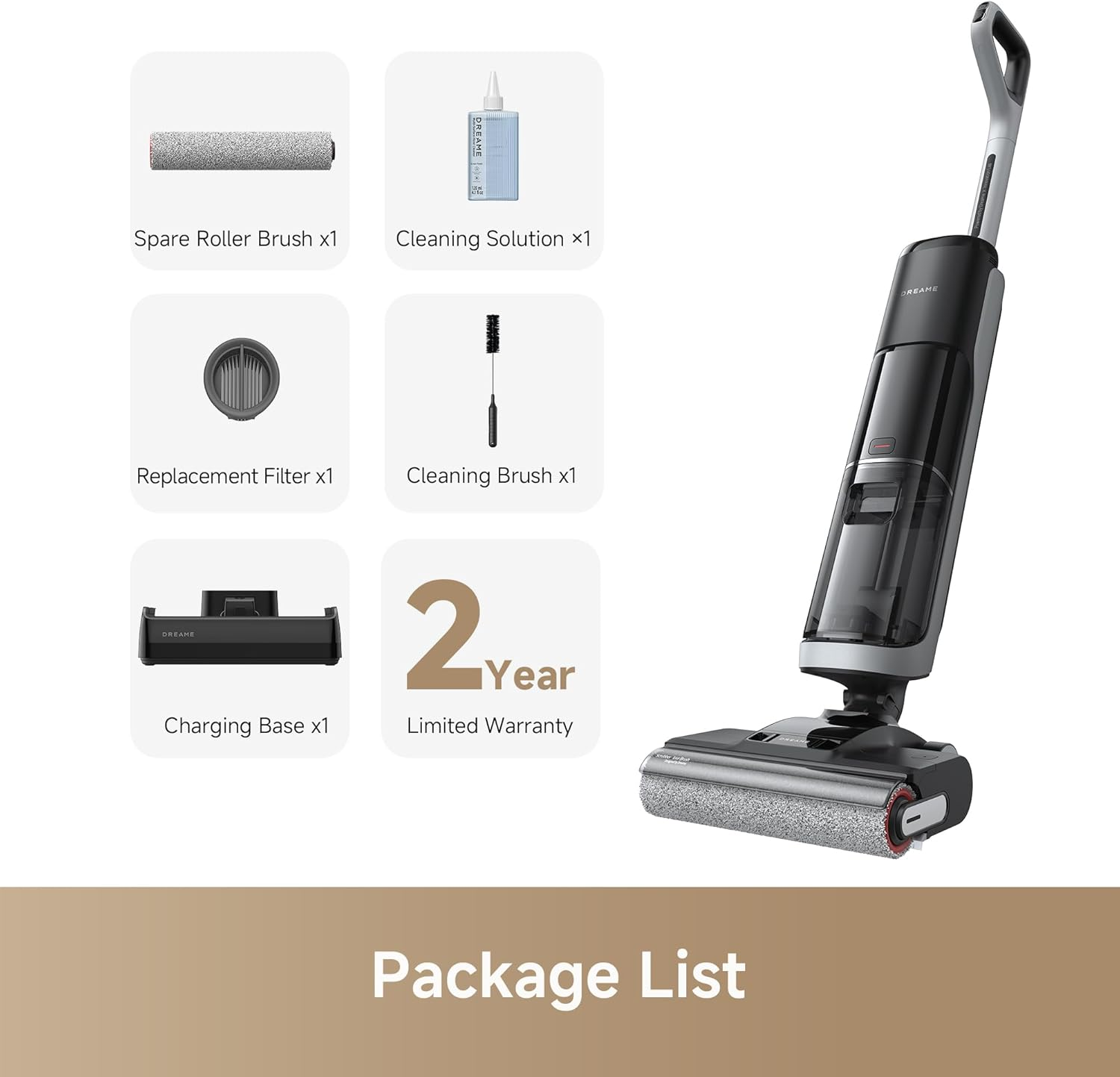 Dreame H14: Cordless Wet/Dry Vacuum with 180° Flat Design, Hot Water Self-Cleaning & App Control for Edge-to-Edge Cleaning