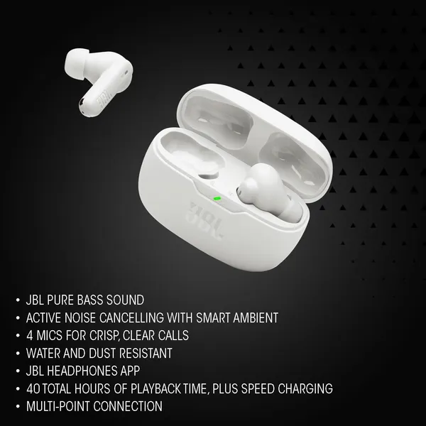 JBL Wave Beam 2 TWS Earbuds – Active Noise Cancelling, 40H Playtime, 4 Mics & IP54 Resistance