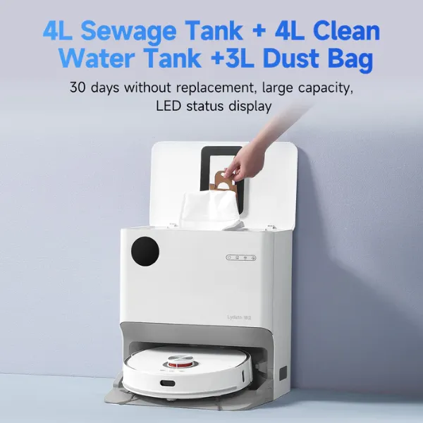 Lydsto W2 Robot Vacuum & Mop – 5000Pa Suction, 50°C Hot Water Mop Wash, 60°C Heat Drying & 3L Auto Dust Collection