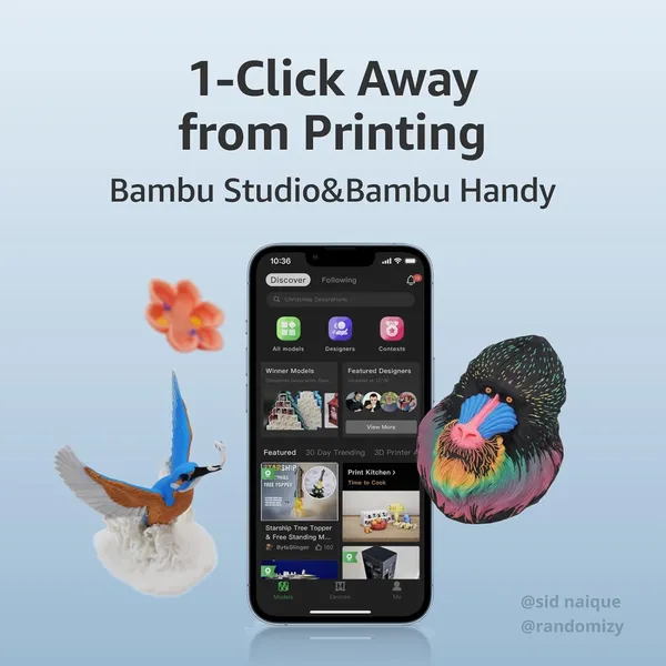 Bambu Lab A1 3D Printer – 300℃ All-Metal Hotend, 256x256x256mm Build, Full-Auto Calibration & 500mm/s High-Speed PrintingBambu Lab