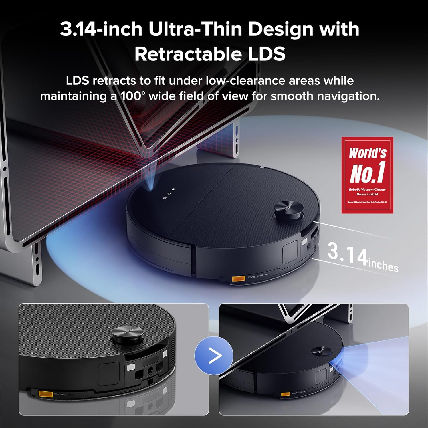 Roborock Saros 10 - Low Profile Design with Powerful Cleaning and Advanced RetractSense Navigation for Deep Home Cleaning