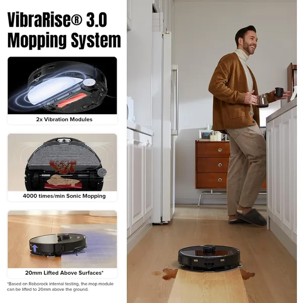 Roborock S8 MaxV Ultra - 10000Pa Extreme Suction with Hot Water Mop Washing, AI Obstacle Avoidance & Self-Cleaning Dock for Ultimate Home Cleaning