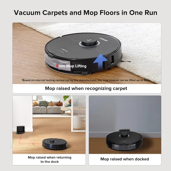 Roborock S8 - 5500Pa Suction with AI Obstacle Avoidance & Auto-Lifting Mop for Seamless Floor Cleaning