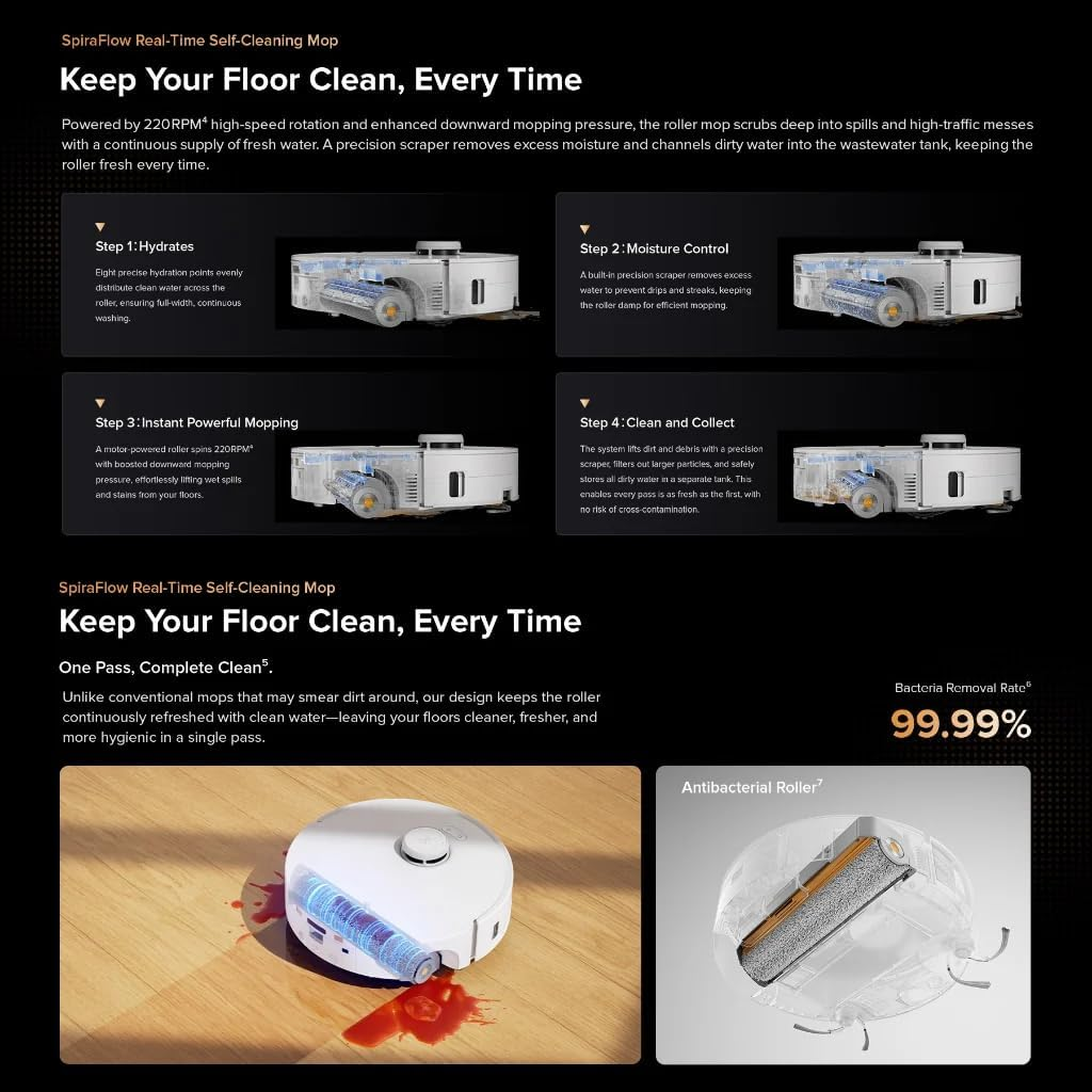 Roborock Qrevo Curv 2 Flow - Pressure Roller Tech with Real-Time Active Water Cleaning & Adaptive Chassis for Corner-to-Corner Perfection