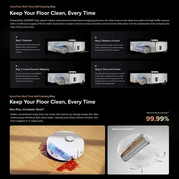 Roborock Qrevo Curv 2 Flow - Pressure Roller Tech with Real-Time Active Water Cleaning & Adaptive Chassis for Corner-to-Corner Perfection
