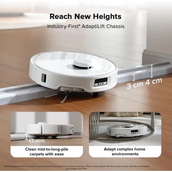 Roborock Qrevo Curv - 18500Pa Suction with AdaptiLift Chassis & Reactive AI 2.0 for Seamless Multi-Surface Cleaning