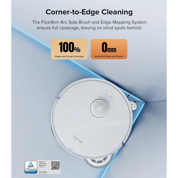Roborock Qrevo Edge - 18,500Pa HyperForce Suction with 75°C Hot Water Mop Washing & AdaptiLift Chassis for Seamless Multi-Surface Cleaning