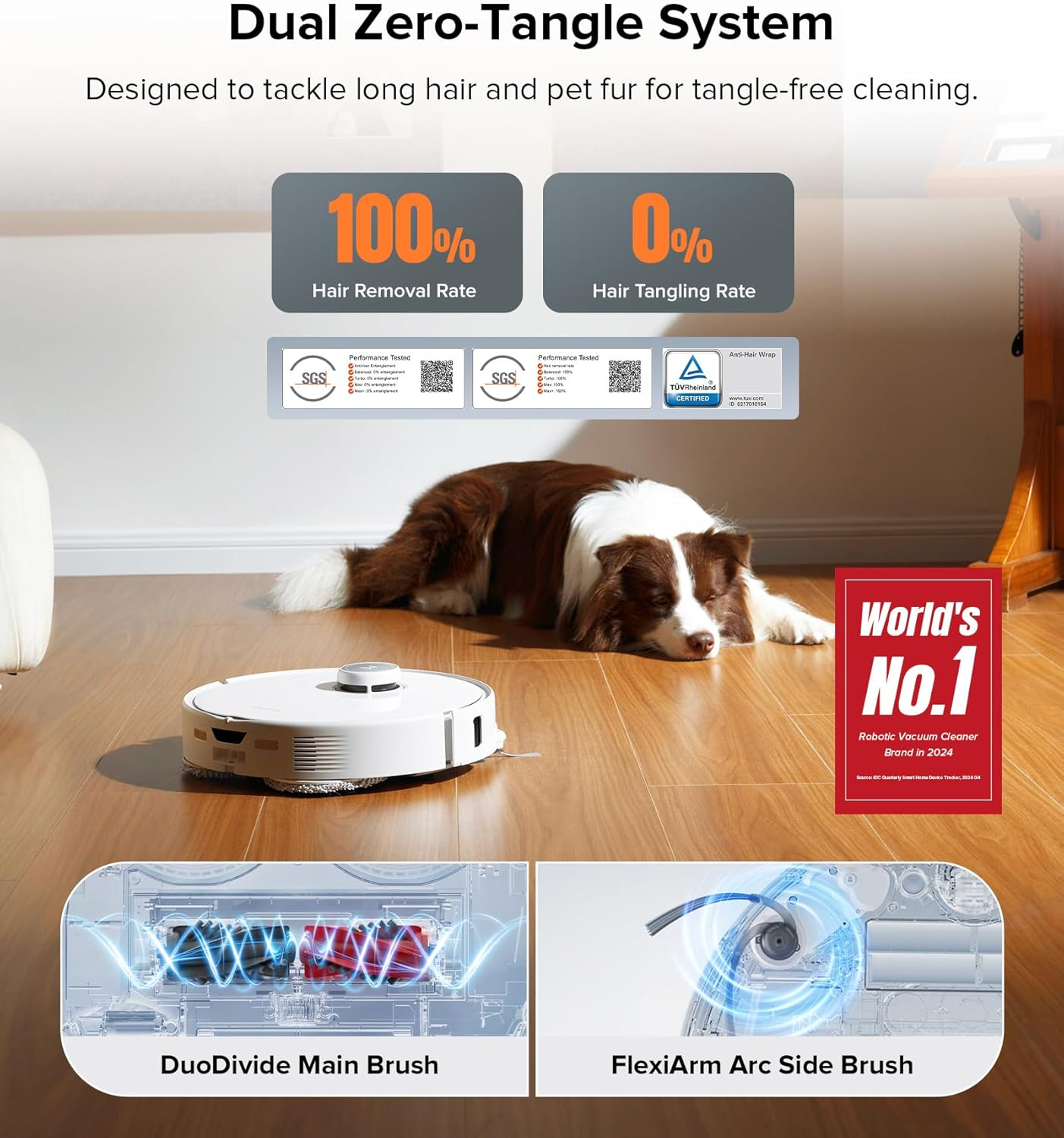 Roborock Qrevo Edge - 18,500Pa HyperForce Suction with 75°C Hot Water Mop Washing & AdaptiLift Chassis for Seamless Multi-Surface Cleaning