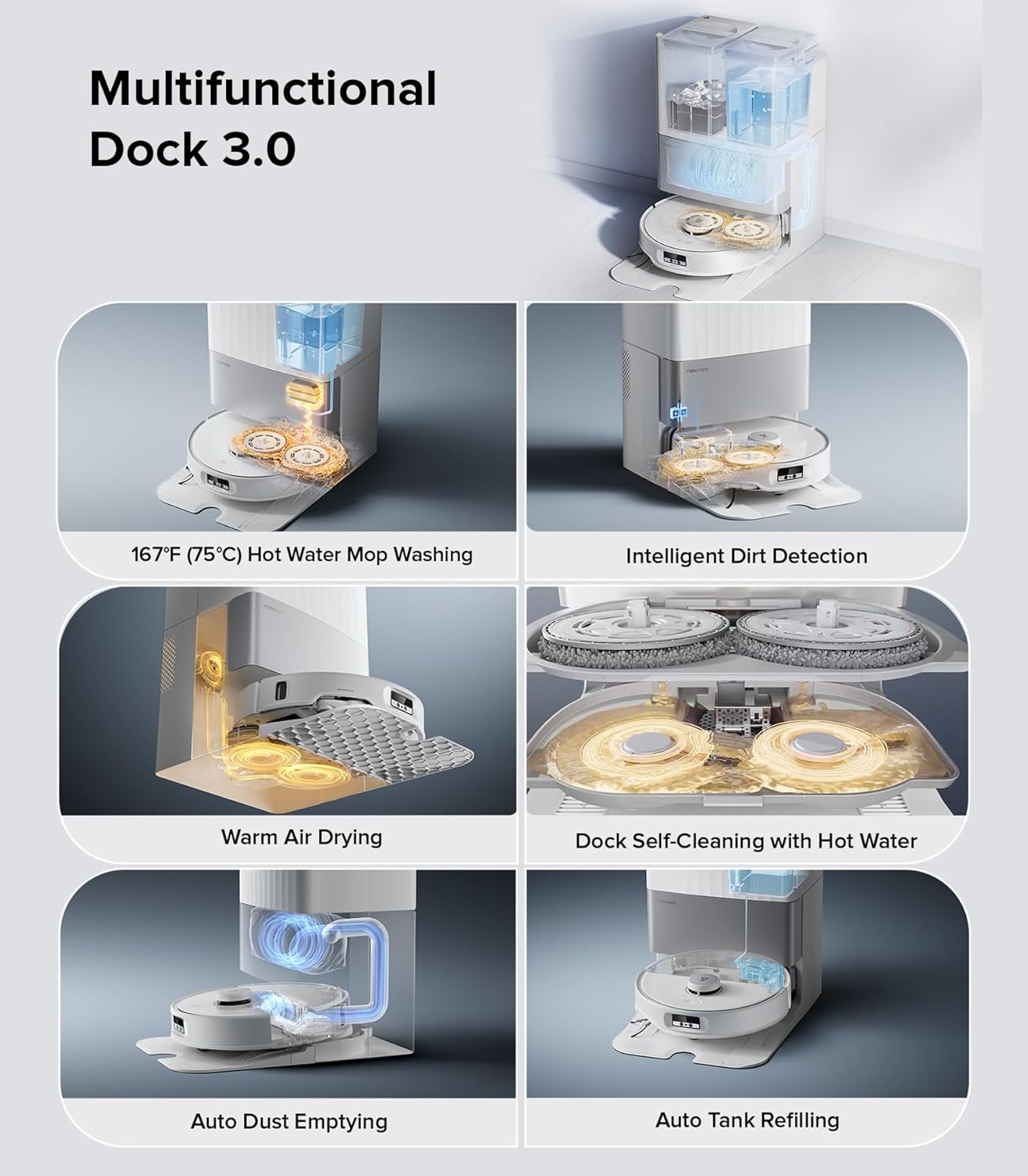 Roborock Qrevo Edge - 18,500Pa HyperForce Suction with 75°C Hot Water Mop Washing & AdaptiLift Chassis for Seamless Multi-Surface Cleaning