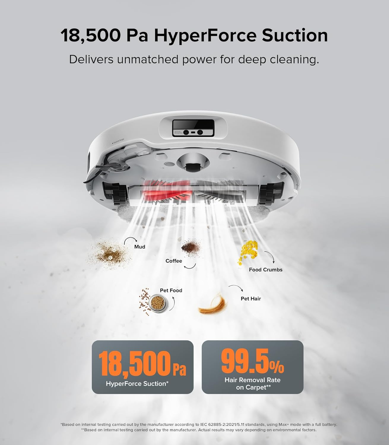 Roborock Qrevo Edge - 18,500Pa HyperForce Suction with 75°C Hot Water Mop Washing & AdaptiLift Chassis for Seamless Multi-Surface Cleaning