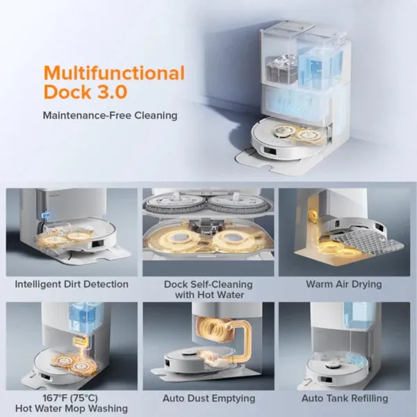 Roborock Qrevo EdgeC - 18,500Pa Suction with 75°C Hot Water Mop Washing & Voice Control for Pet Hair and Stain Removal