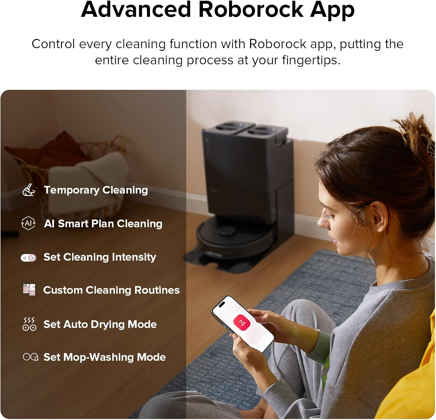 Roborock Qrevo Plus: Robot Vacuum Mop with FlexiArm Edge Cleaning, 7000Pa Suction & Auto Mop Washing