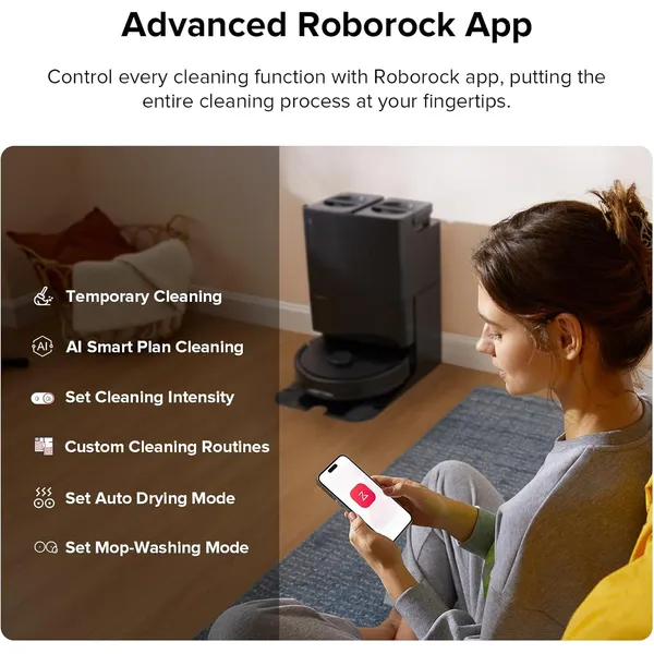 Roborock Qrevo Plus: Robot Vacuum Mop with FlexiArm Edge Cleaning, 7000Pa Suction & Auto Mop Washing