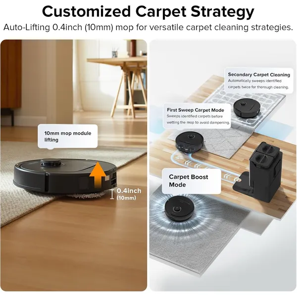 Roborock Qrevo Plus: Robot Vacuum Mop with FlexiArm Edge Cleaning, 7000Pa Suction & Auto Mop Washing