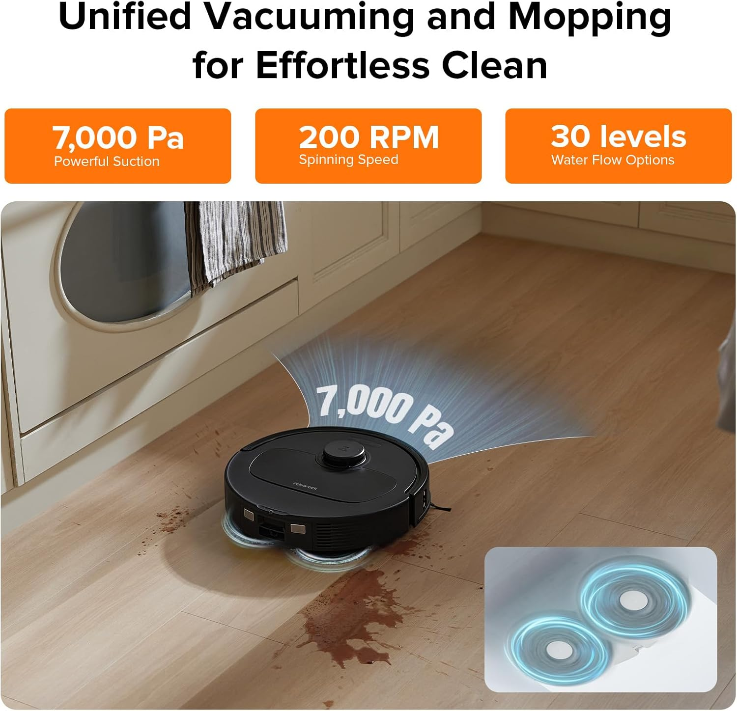 Roborock Qrevo Plus: Robot Vacuum Mop with FlexiArm Edge Cleaning, 7000Pa Suction & Auto Mop Washing