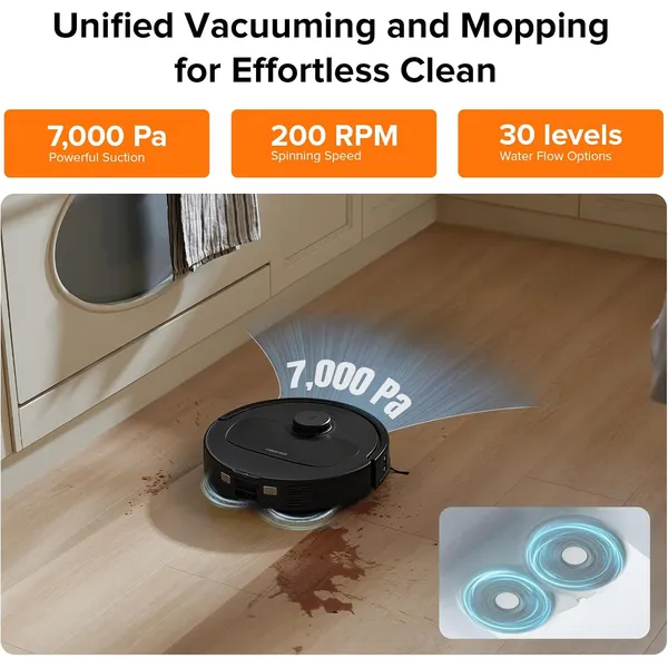 Roborock Qrevo Plus: Robot Vacuum Mop with FlexiArm Edge Cleaning, 7000Pa Suction & Auto Mop Washing