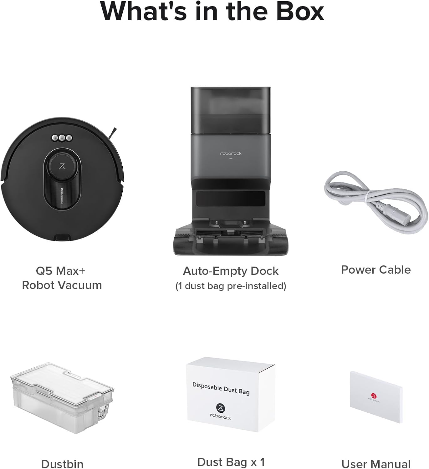 Roborock Q5 Max+: 5500Pa Suction Robot Vacuum with Auto-Empty Dock & DuoRoller Anti-Tangle Brush