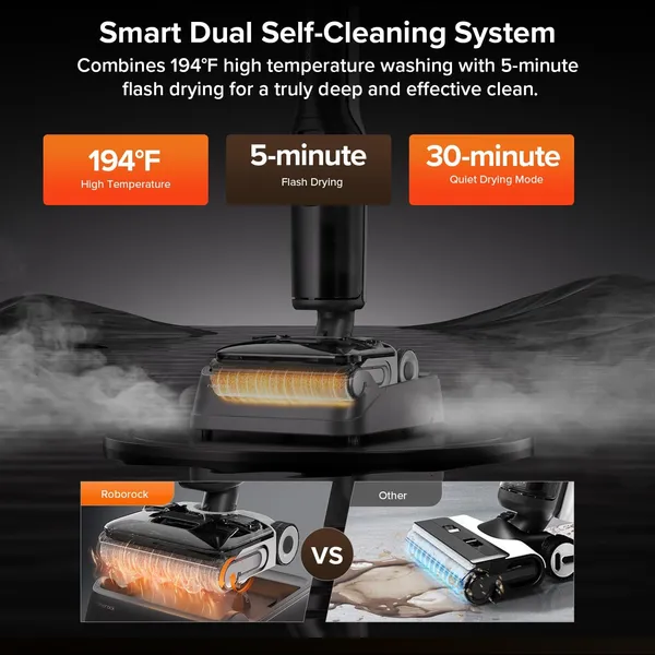 Roborock F25 ALT Cordless Wet Dry Vacuum with Auto Detergent & 90°C Self-Cleaning