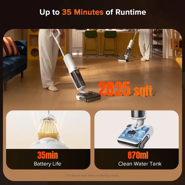 Roborock F25 RT Cordless Wet Dry Vacuum – 20000Pa Suction, 90°C Self-Cleaning, Anti-Tangle Dual Scrapers