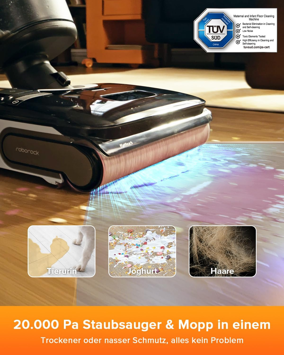 Roborock F25 LT Cordless Wet Dry Vacuum with 20000Pa Suction & 90°C Self-Cleaning Dual Scrapers