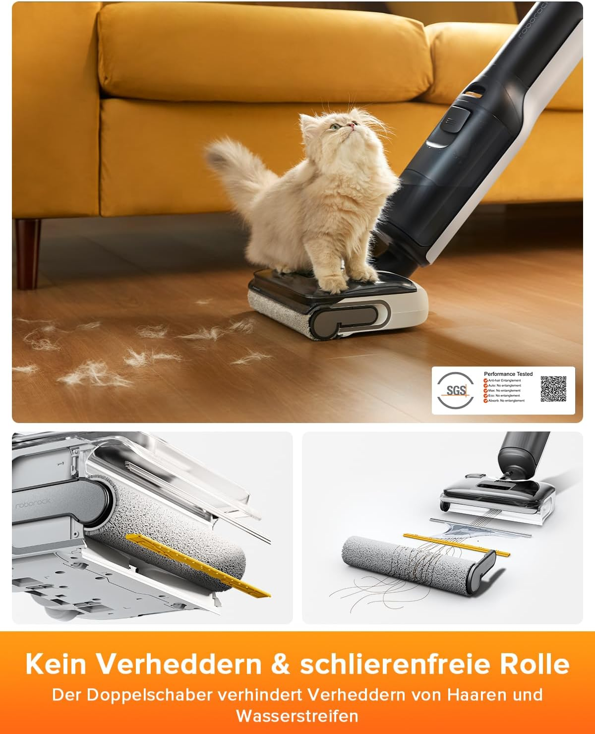 Roborock F25 LT Cordless Wet Dry Vacuum with 20000Pa Suction & 90°C Self-Cleaning Dual Scrapers