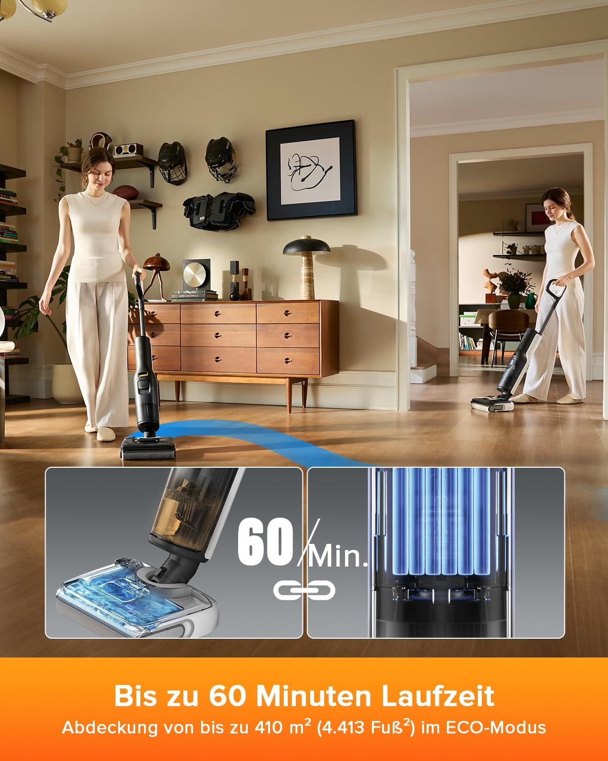 Roborock F25 LT Cordless Wet Dry Vacuum with 20000Pa Suction & 90°C Self-Cleaning Dual Scrapers