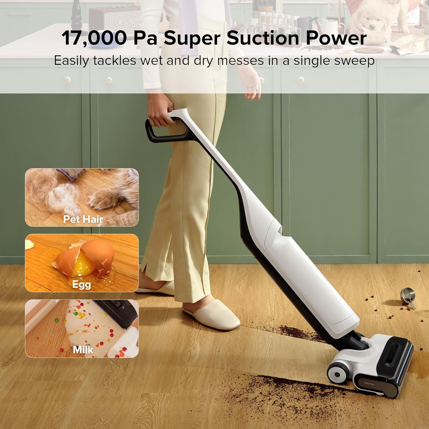 Roborock Flexi Cordless Wet Dry Vacuum – 17000Pa Suction, FlatReach Design & 60°C Hot Water Self-Cleaning