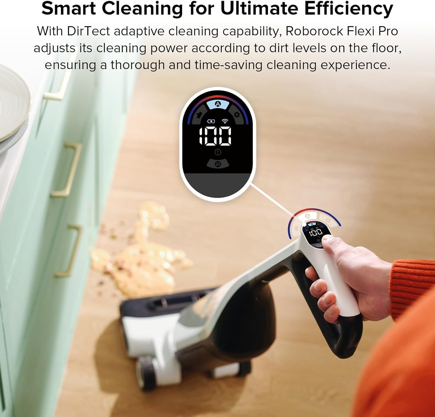 Roborock Flexi Pro Cordless Wet Dry Vacuum – 17000Pa Suction, FlatReach Headlight & 60°C Hot Water Self-Cleaning
