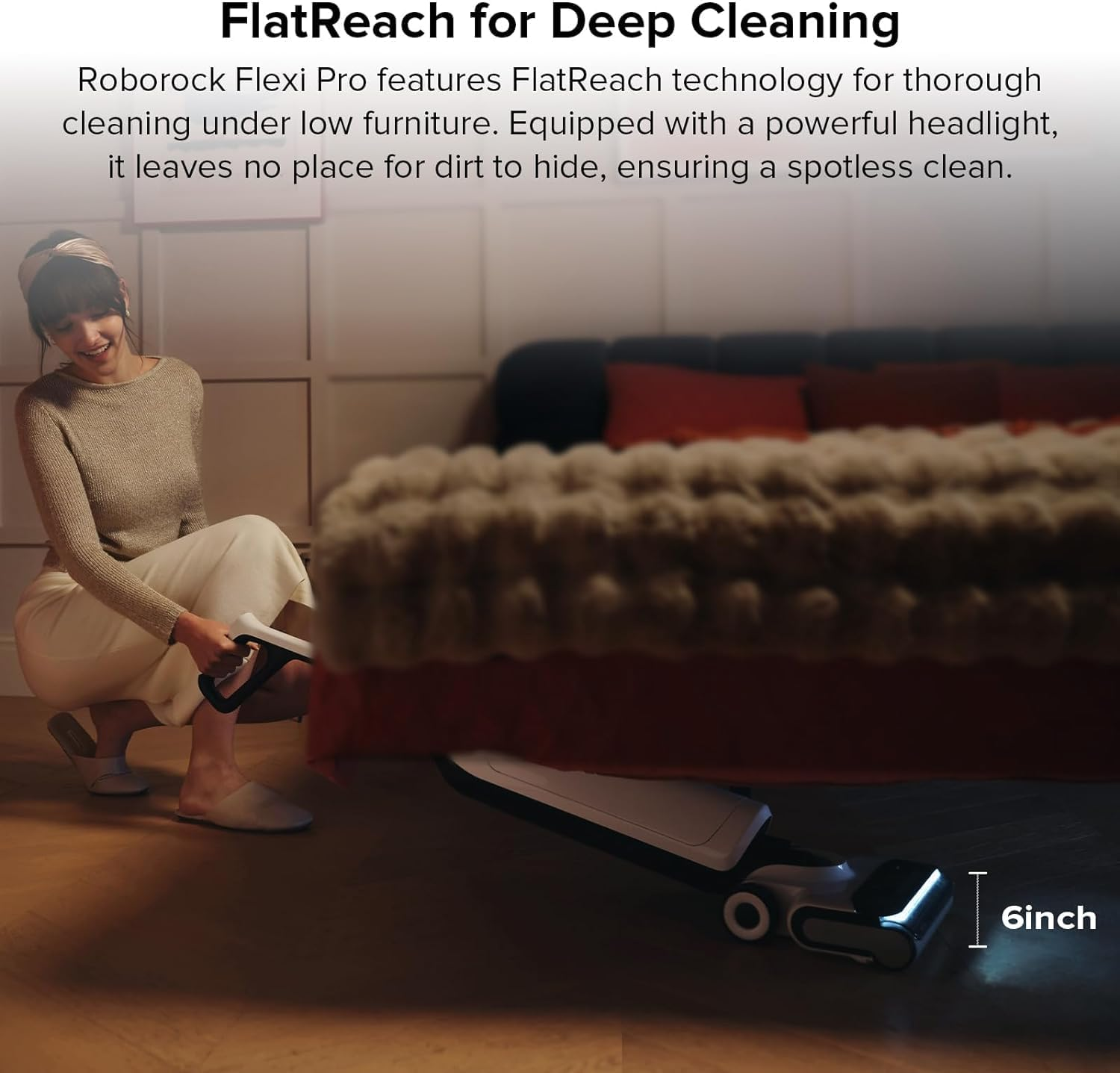 Roborock Flexi Pro Cordless Wet Dry Vacuum – 17000Pa Suction, FlatReach Headlight & 60°C Hot Water Self-Cleaning