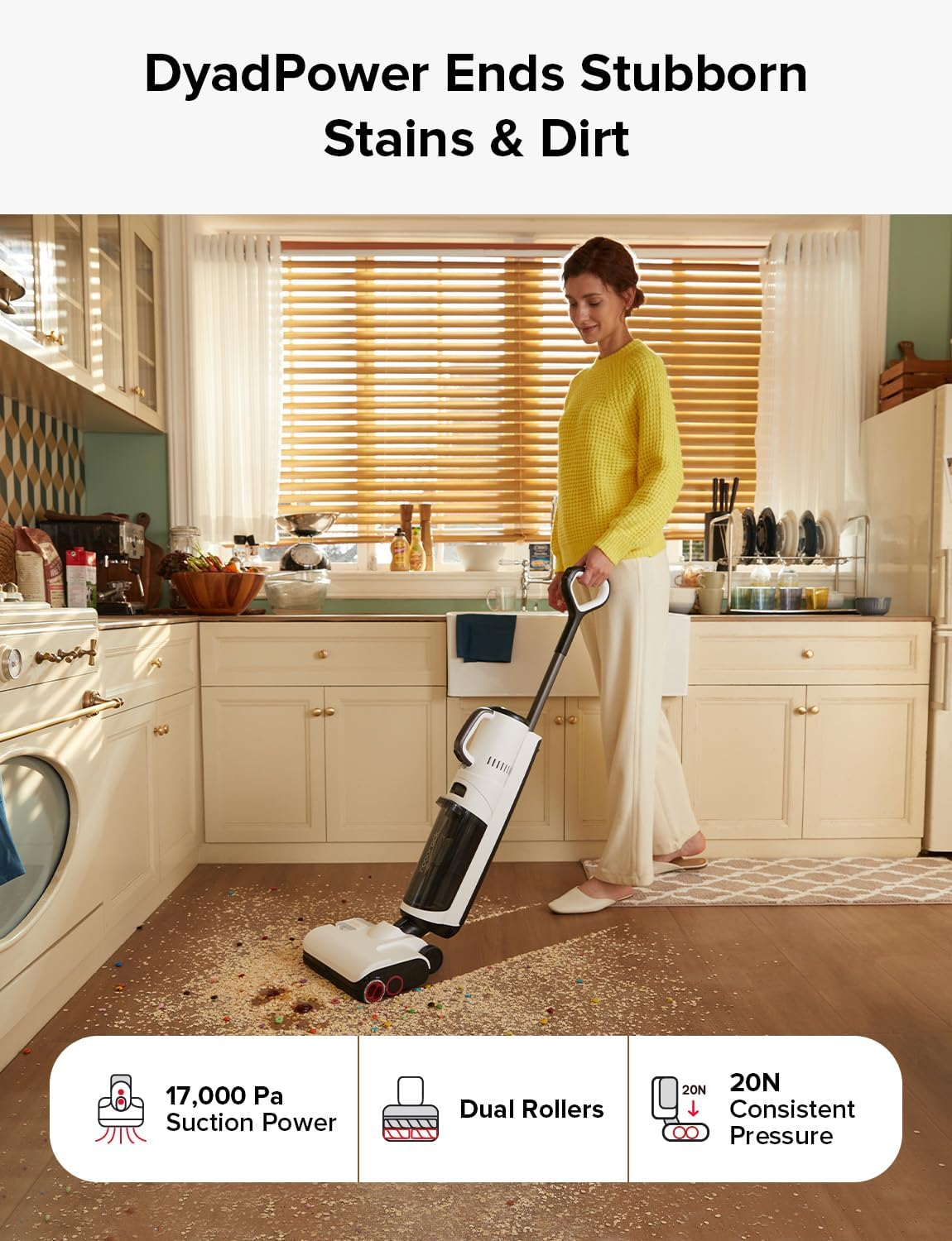 Roborock Dyad Pro Combo 5-in-1 Cordless Wet Dry Vacuum – 17000Pa Suction, DyadPower & Self-Cleaning System