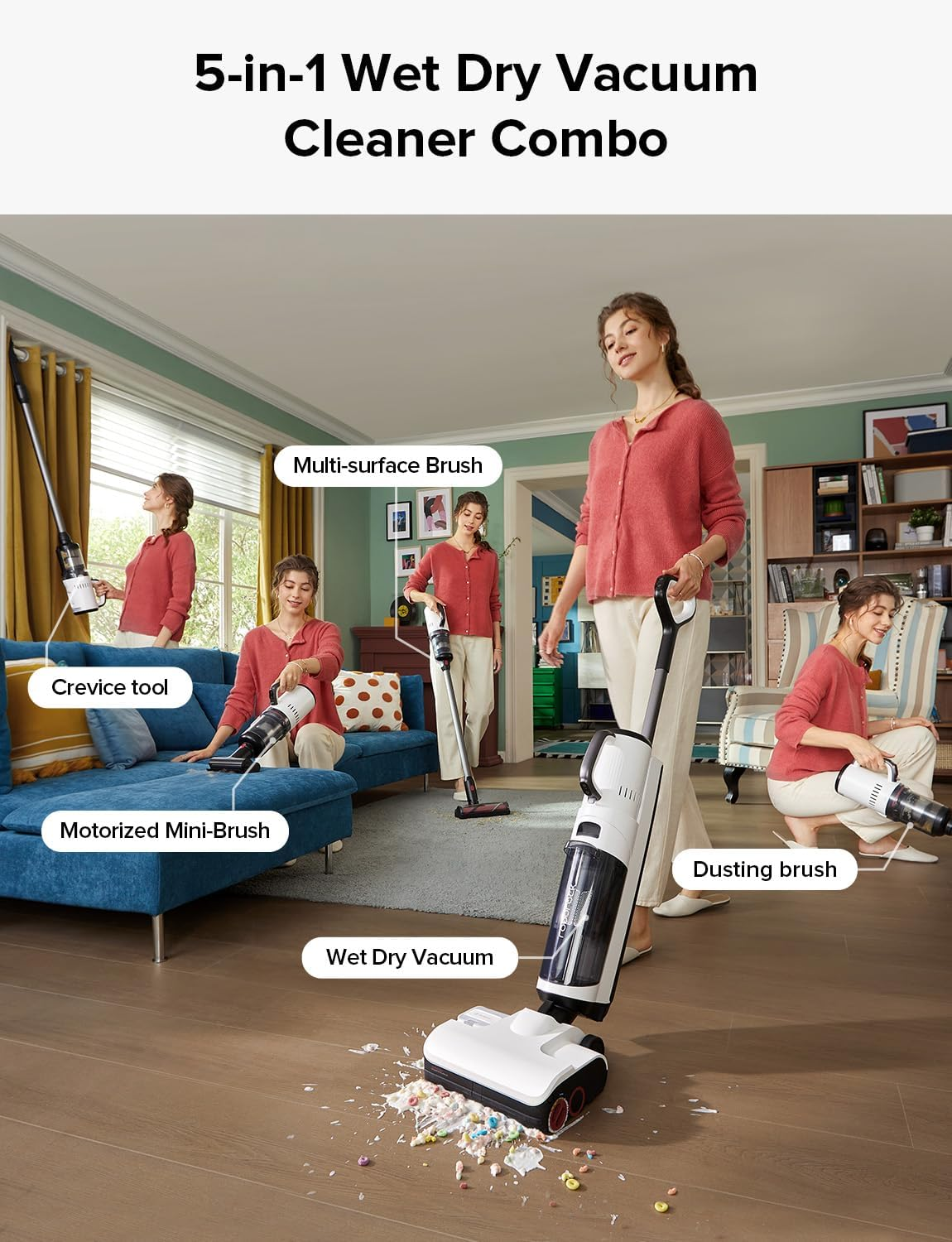 Roborock Dyad Pro Combo 5-in-1 Cordless Wet Dry Vacuum – 17000Pa Suction, DyadPower & Self-Cleaning System
