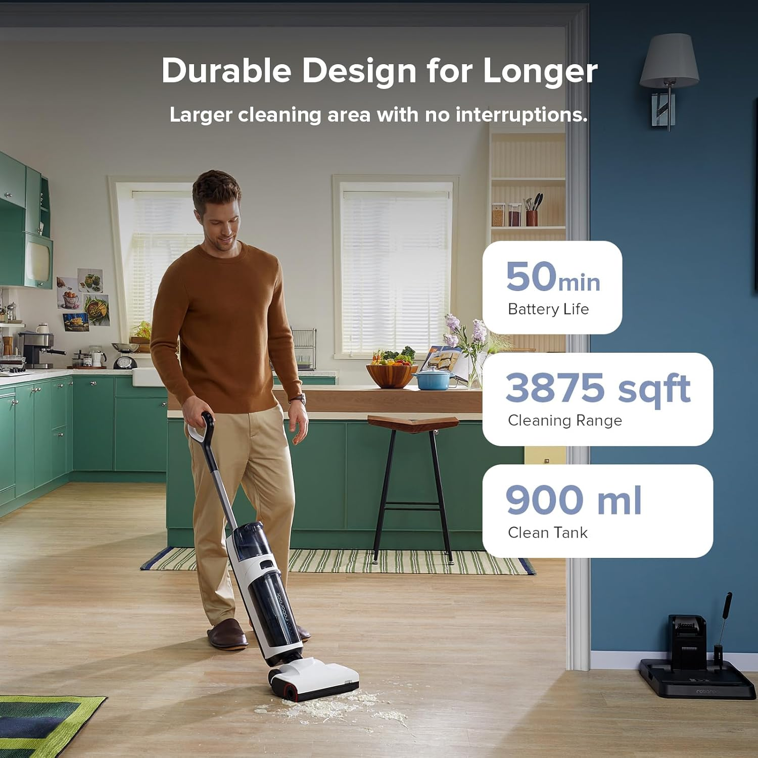 Roborock Dyad Air Cordless Wet Dry Vacuum – 17000Pa Suction, DirTect Sensor & RevoBrush Self-Cleaning