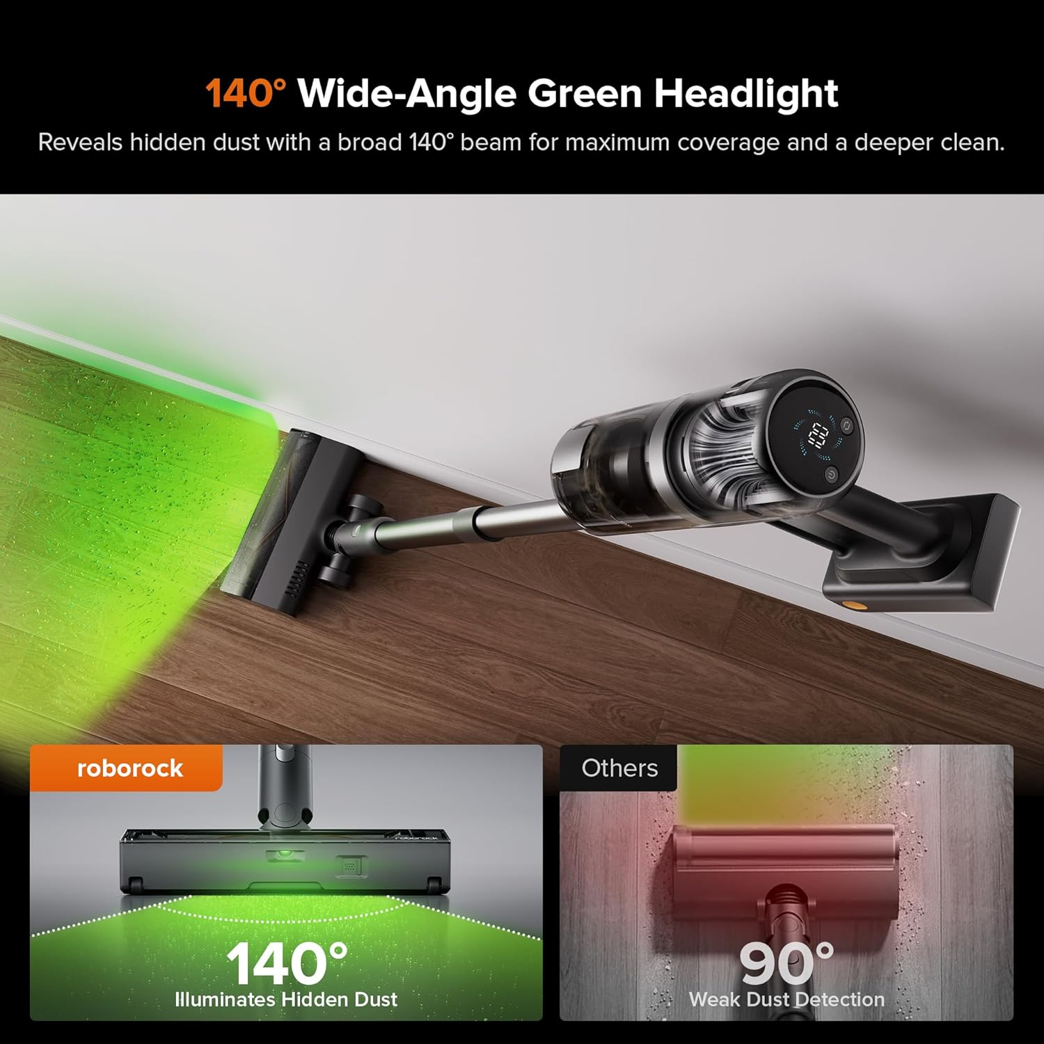 Roborock H60 Hub Ultra Cordless Stick Vacuum – 210AW Suction, Auto-Empty Dock & 140° Green Light Detection