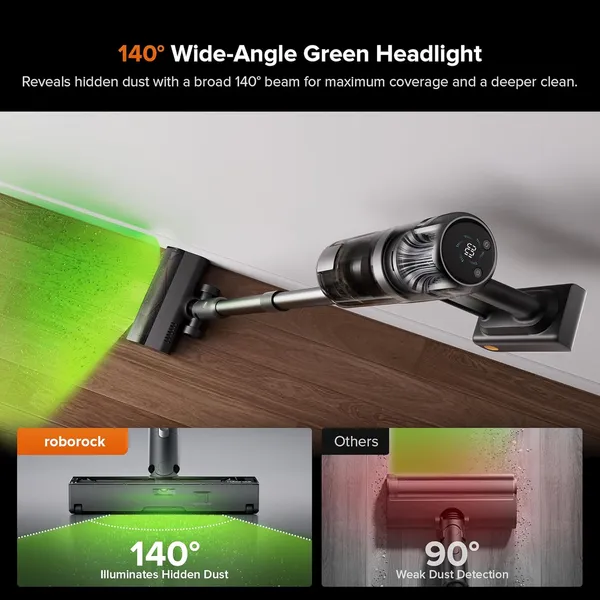 Roborock H60 Hub Ultra Cordless Stick Vacuum – 210AW Suction, Auto-Empty Dock & 140° Green Light Detection