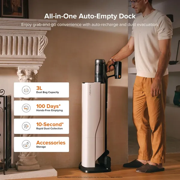 Roborock H60 Hub Ultra Cordless Stick Vacuum – 210AW Suction, Auto-Empty Dock & 140° Green Light Detection