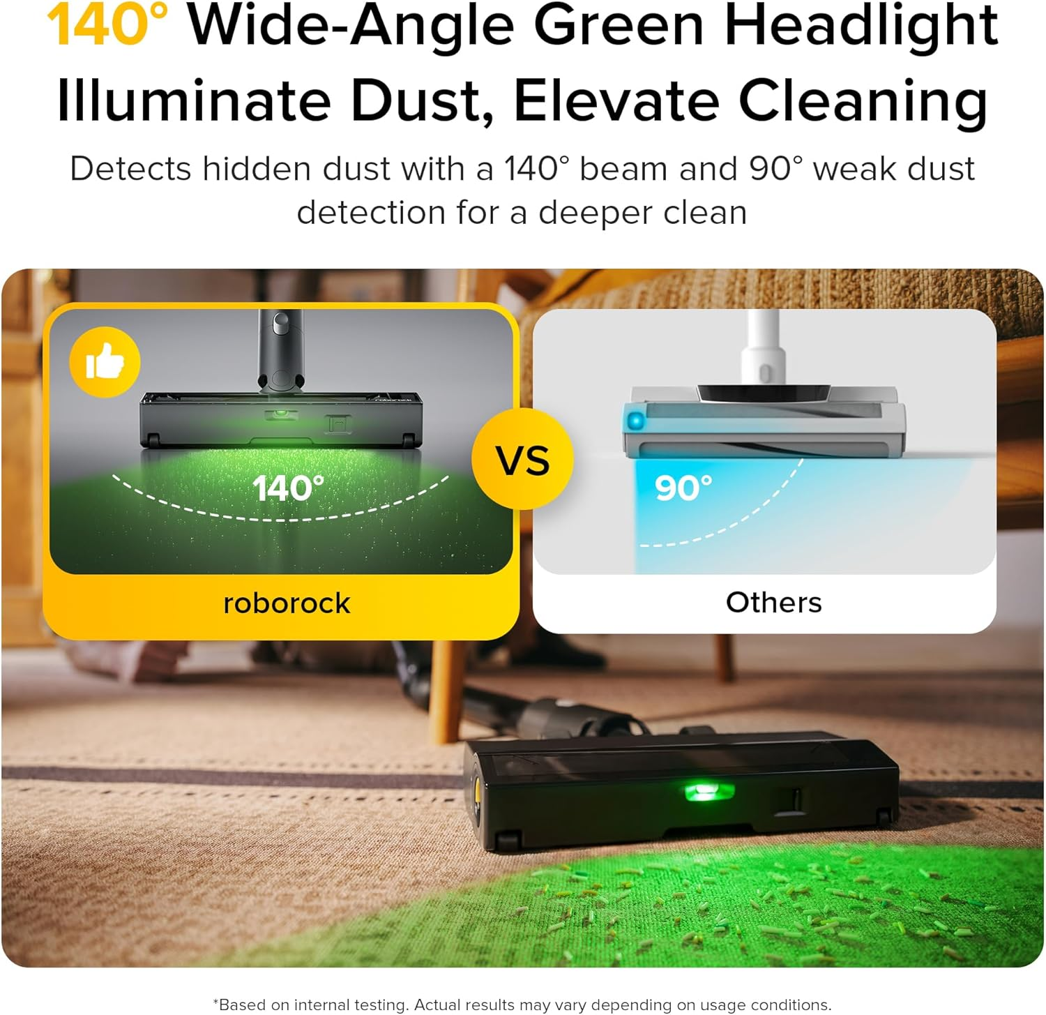 Roborock H60 Ultra Cordless Stick Vacuum – 210AW Suction, 140° Green Light & 90° Bendable Wand