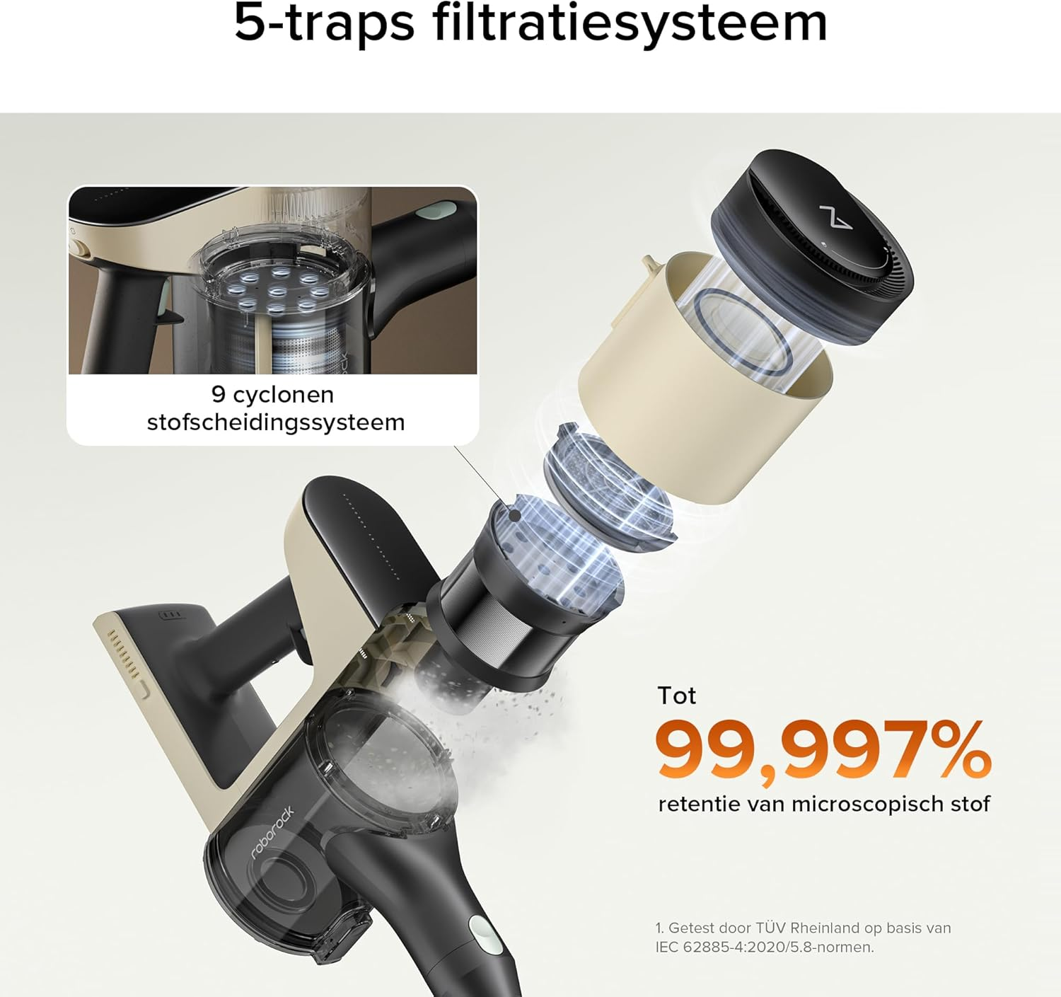 Roborock H5 Cordless Stick Vacuum – 158AW Suction, 1.55kg Lightweight & 99.997% HEPA Filtration