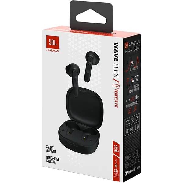 JBL Wave Flex True Wireless Earbuds – 12mm Deep Bass, 32H Playtime, IP54 & VoiceAware